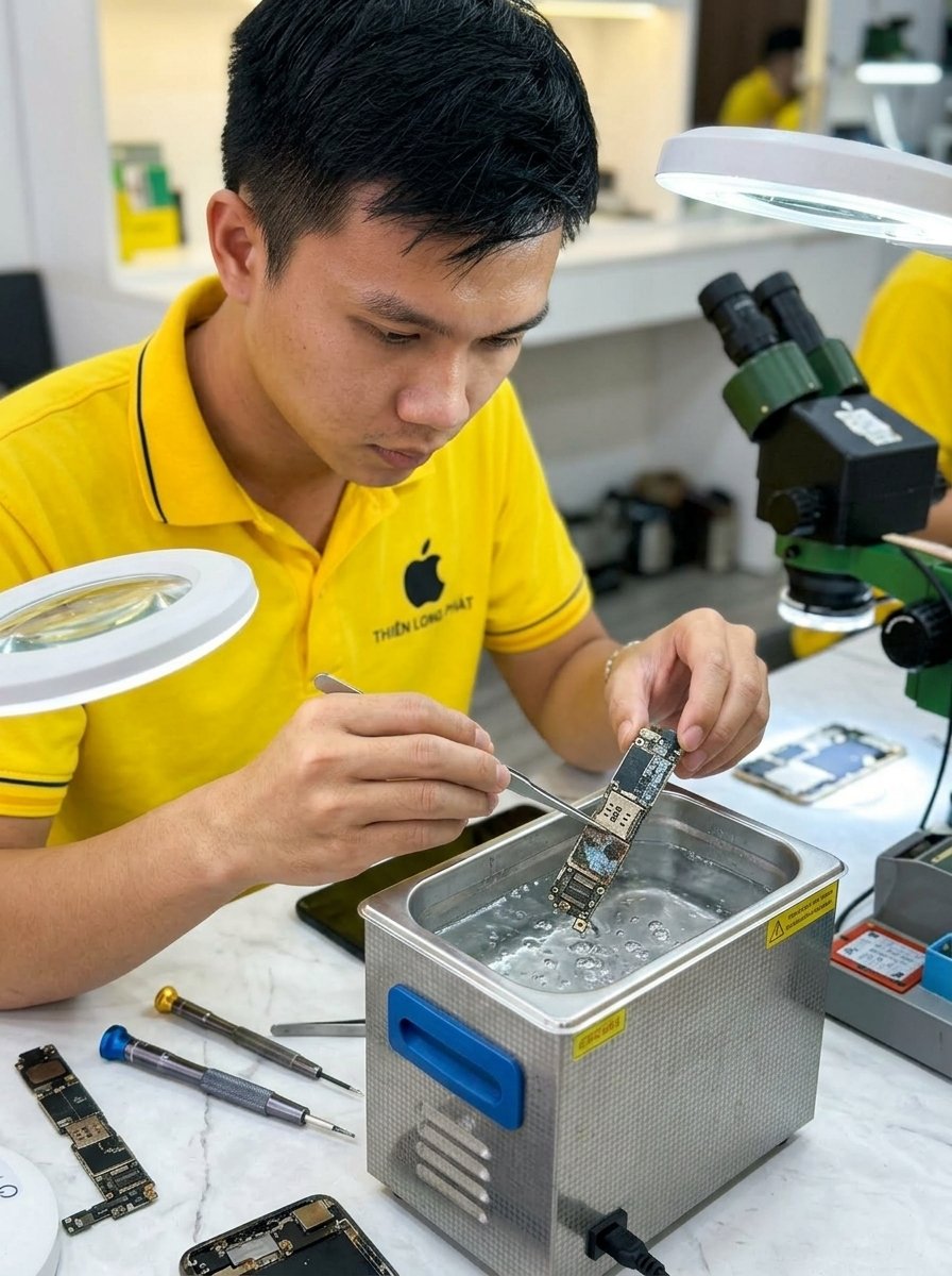 Quy-trinh-ra-main-say-kho-iPhone-vo-nuoc-bang-may-sieu-am